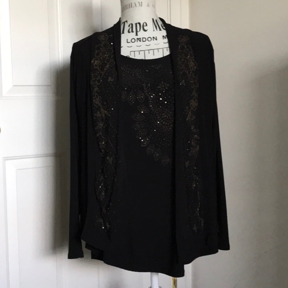 Bleeker & McDougal black sweater set w/ sequins